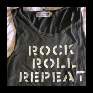 Rock roll repeat tank / green